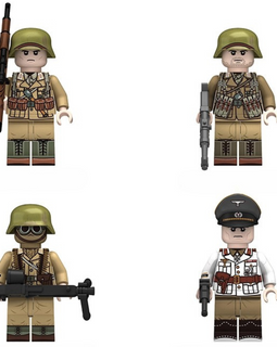 WWII - German Afrika Korps General Rommel and Bodyguards 4 Man Set - Mil-Blox