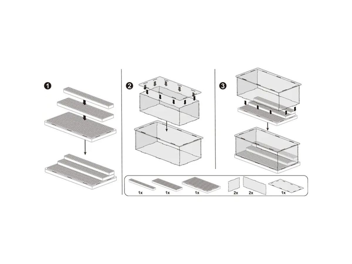 Large Adjustable Multi-Level Display Box - Grey - Mil-Blox