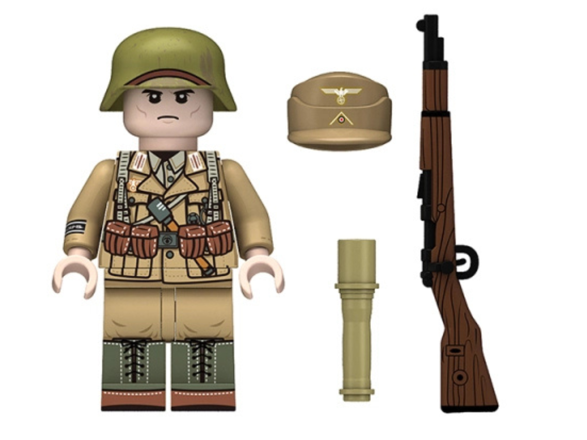 WWII - German Afrika Korps General Rommel and Bodyguards 4 Man Set - Mil-Blox