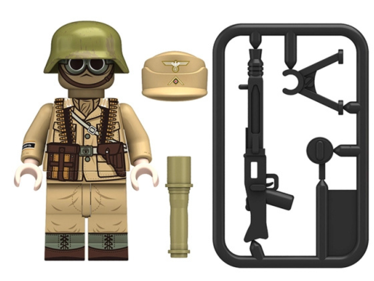 WWII - German Afrika Korps General Rommel and Bodyguards 4 Man Set - Mil-Blox