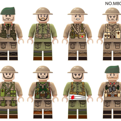 WWII - British Army Set - 8 Man Squad - Mil-Blox - Mil-Blox