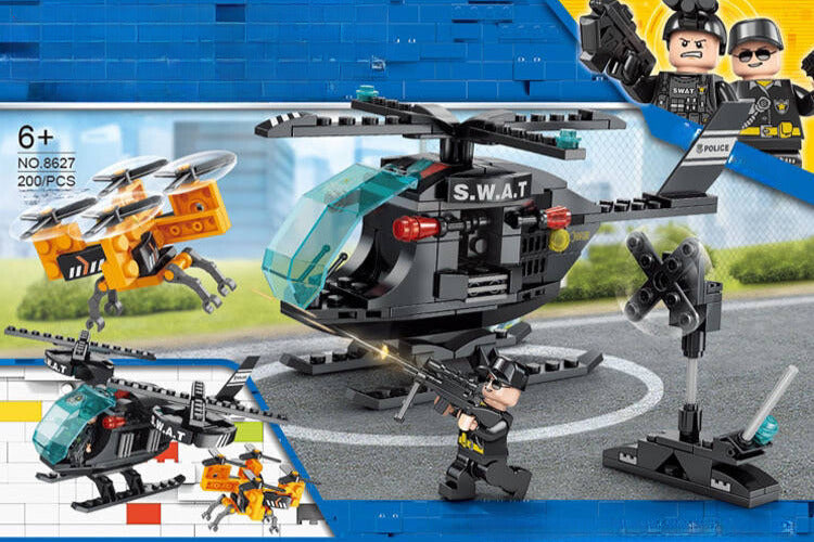 Police Swat Helicopter and Drone - Mil-Blox - Mil-Blox
