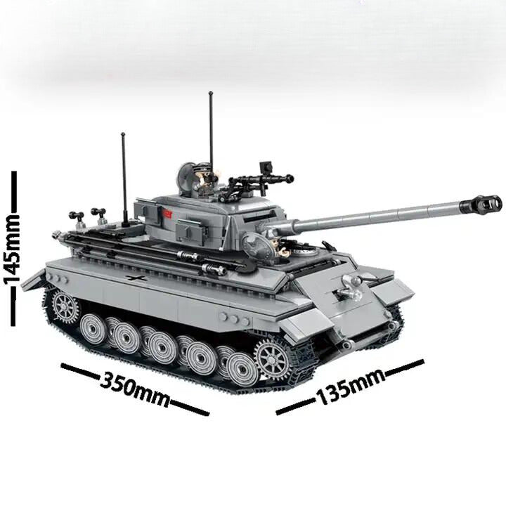 WWII - German King Tiger Tank - Grey - Mil-Blox - Mil-Blox