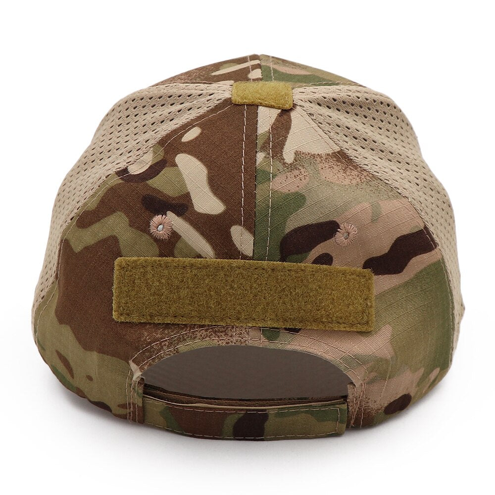 Mesh Tactical Cap with Velcro Front Multicam