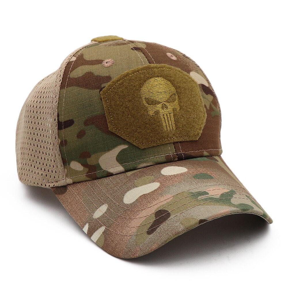 Mesh Tactical Cap with Velcro Front Multicam