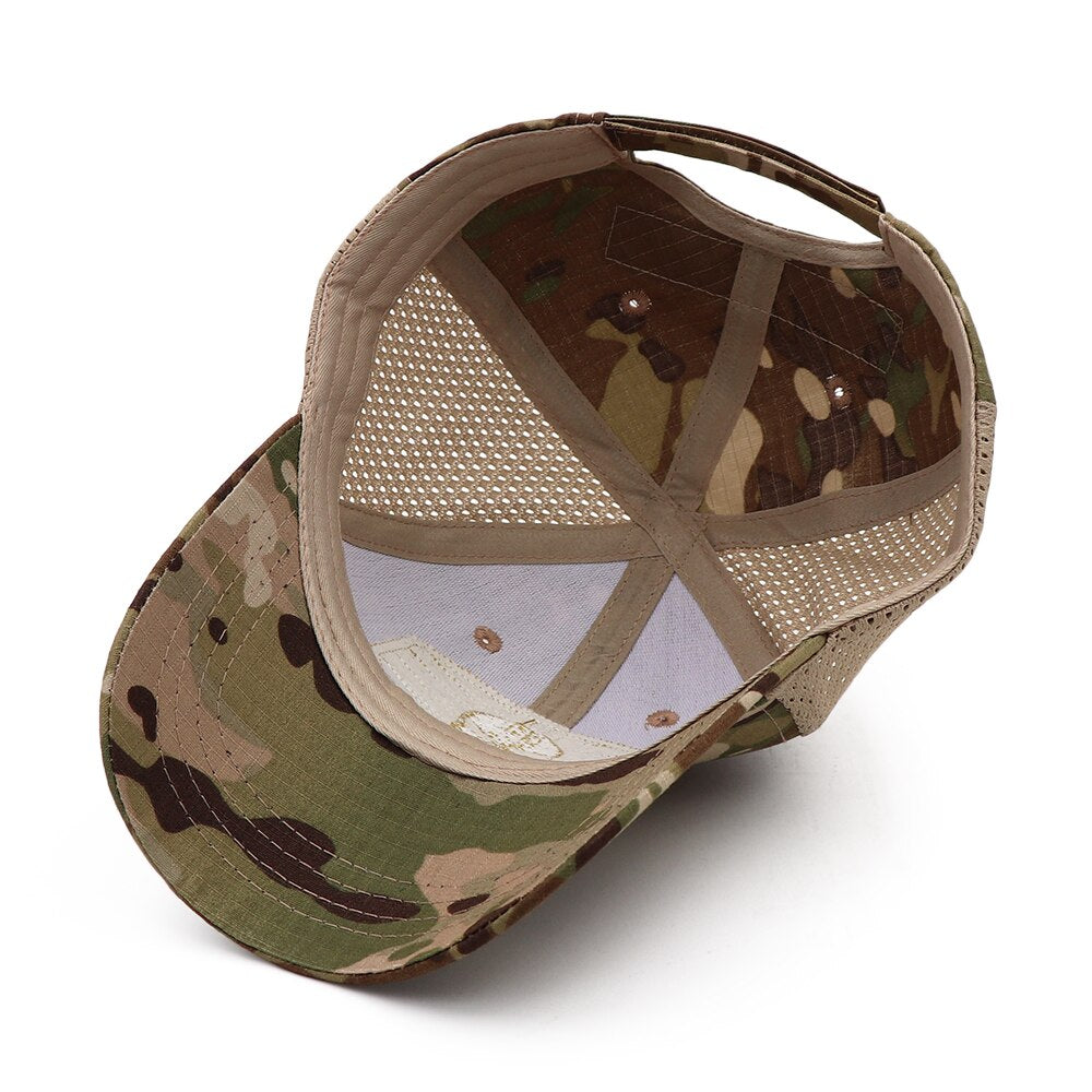 Mesh Tactical Cap with Velcro Front Multicam