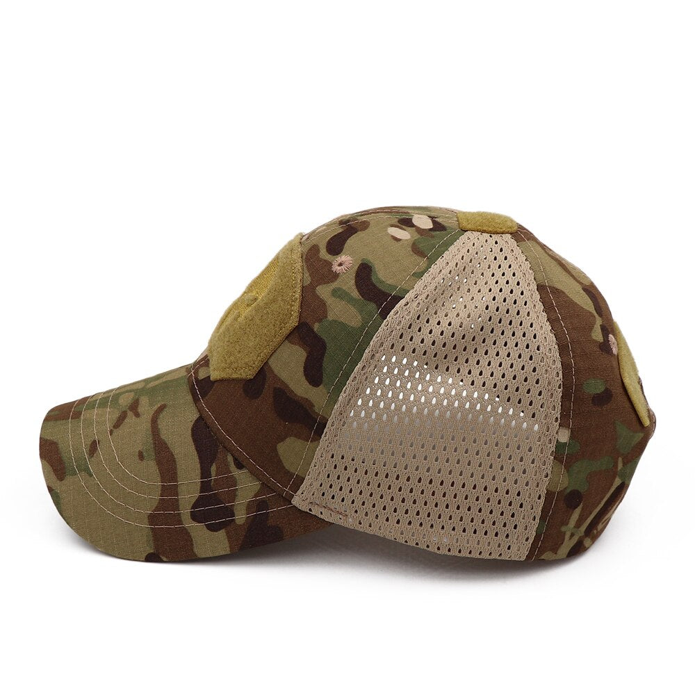 Mesh Tactical Cap with Velcro Front Multicam
