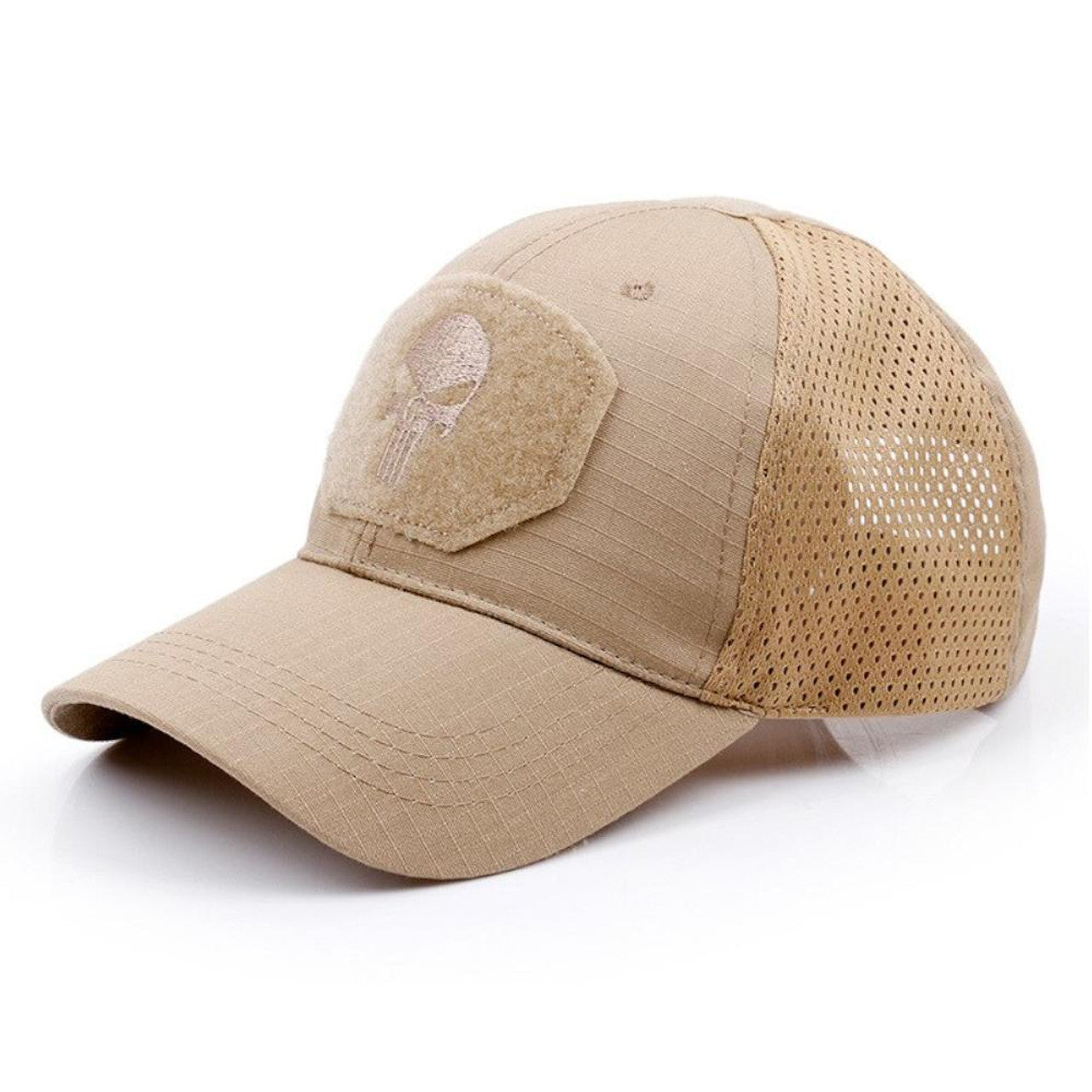 Mesh Tactical Cap with Velcro Front Tan