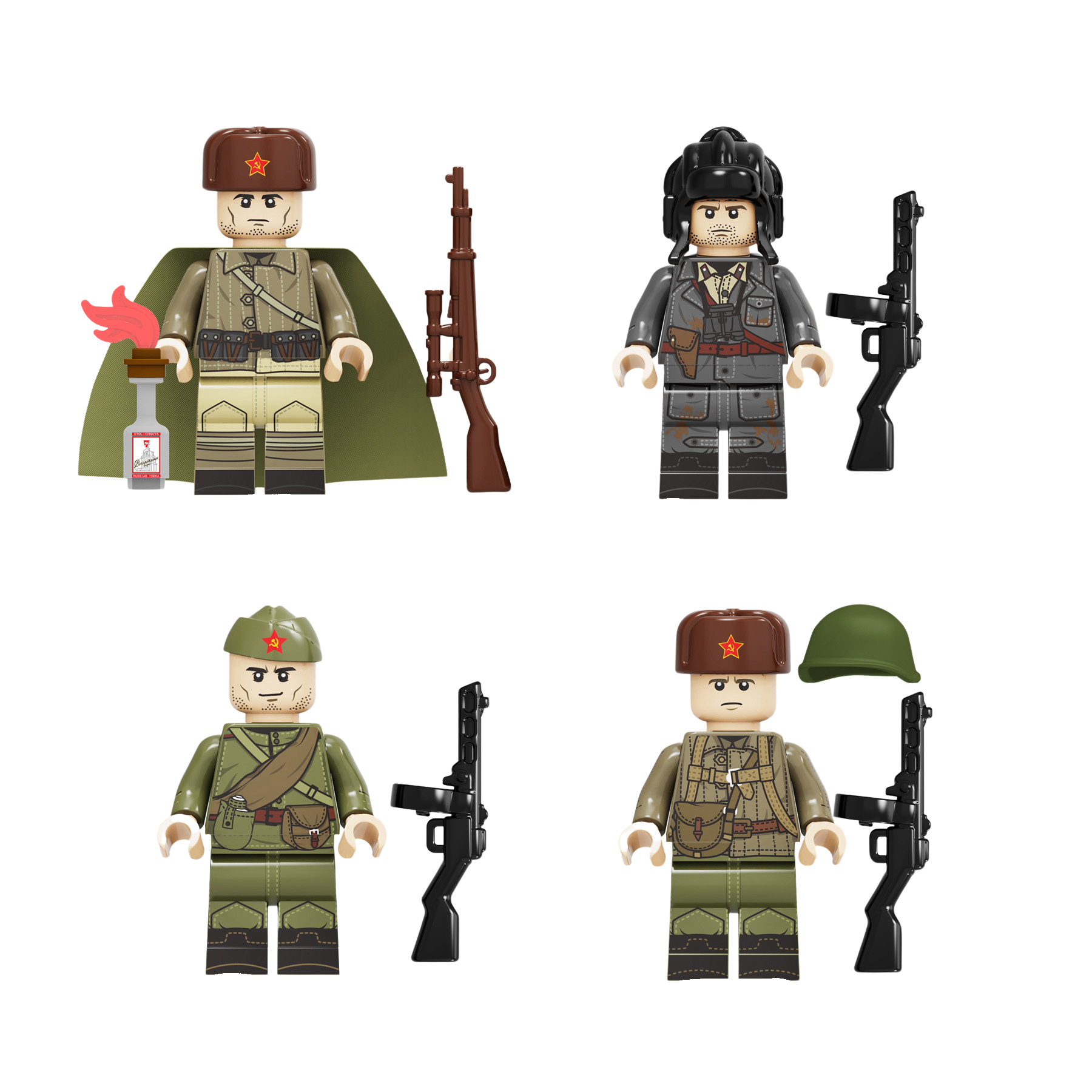 WWII - Russian Army Conscripts - 4 Man Squad - Mil-Blox - Mil-Blox