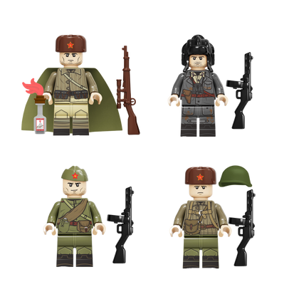 WWII - Russian Army Conscripts - 4 Man Squad - Mil-Blox